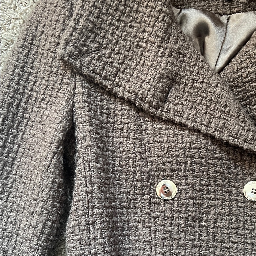 Calvin Klein Women's Textured Brown Pea Coat Winter Autumn Formal Fashion - Picture 4 of 9